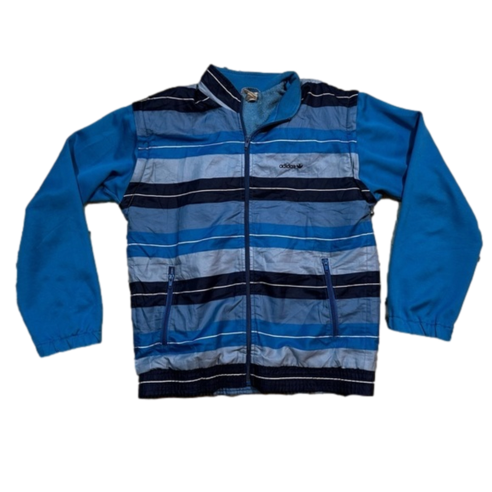 ADIDAS Youth Vintage Blue Full Zip Striped Activewear Windbreaker Size XS